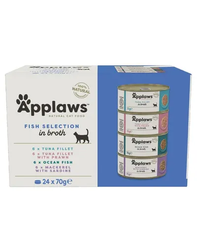 APPLAWS Cat Adult Fish Selection Multipack in Broth 24x70 g mix arome în supă