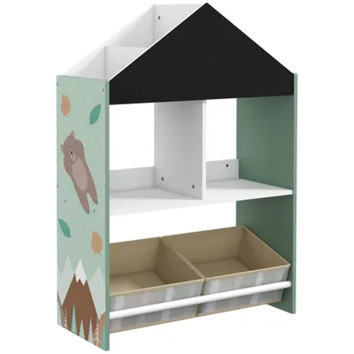 ZONEKIZ Raft Jucării cu Sertare și Rafturi Detașabile, Raft Organizator, Verde | Aosom Romania