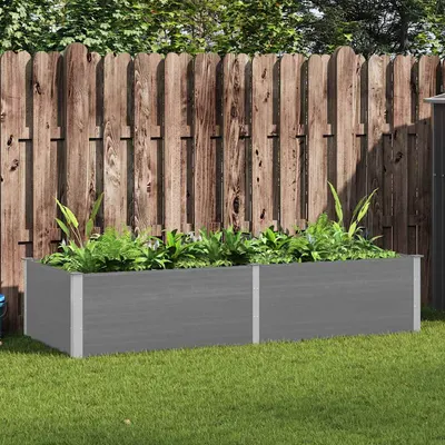 vidaXL Strat înălțat de grădină, gri, 250 x 100 x 54 cm, WPC
