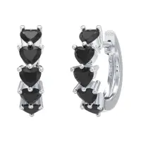 Cercei rotunzi argint 925, JW1799, model cu zirconiu negru, placati cu rodiu