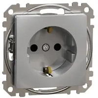 Priza 2P+E cu obturatoare, Schneider, SDD113021, Sedna Design, aluminiu