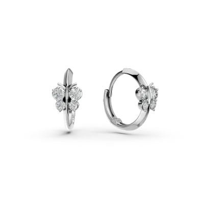Cercei hoops fluturasi din aur alb cu zirconia
