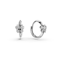 Cercei hoops fluturasi din aur alb cu zirconia