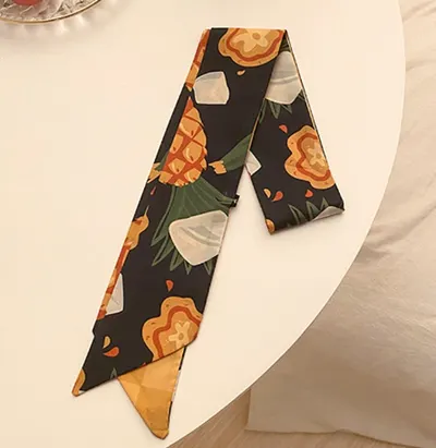 Esarfa Neagra Lunga din Satin pentru Coafarea Parului