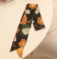 Esarfa Neagra Lunga din Satin pentru Coafarea Parului