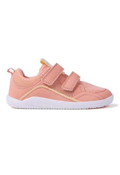 Pantofi sport din material textil cu inchidere velcro si garnituri din plasa. - Coral