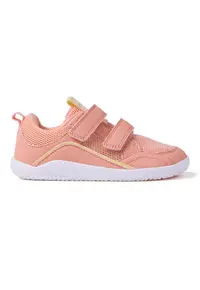 Pantofi sport din material textil cu inchidere velcro si garnituri din plasa. - Coral