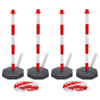 vidaXL Set 4 stâlpi de blocare & 2 lanțuri de plastic, 10 m