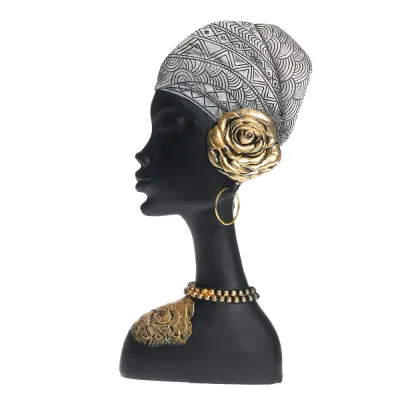 Statueta decorativa femeie cu floare aurie 30 cm