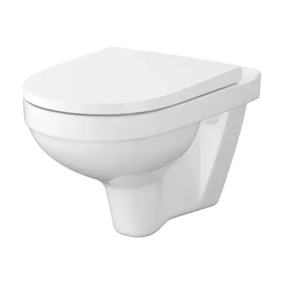 Vas WC suspendat Cersanit Zip City Dur S701-565, SimpleOn, cu capac Soft Close si Easy-Off, alb