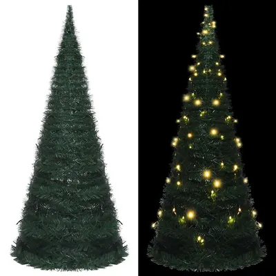 vidaXL Brad șnur de Crăciun artificial pop-up pre-iluminat verde 150cm