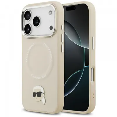 Husa MagSafe pentru Apple iPhone 17 Pro, Karl Lagerfeld, Karl Pin, Bej