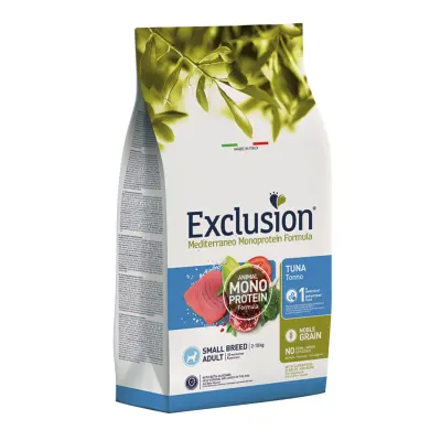 EXCLUSION Mediterraneo Monoprotein Formula Small Breed, XS-S, Ton, hrană uscată monoproteică câini, 7kg