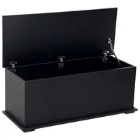 HOMCOM Cutie de depozitare cutie pentru jucării cu capacitate mare de depozitare și balamaua blocată din lemn 100 x 40 x 40 cm negru | Aosom Romania
