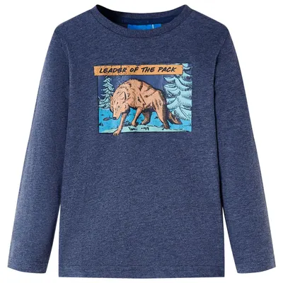 Tricou copii cu mâneci lungi, albastru închis melanj 128