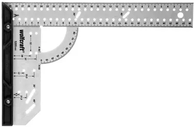 Unghi drept cu raportor Wolfcraft - 200 x 300 mm
