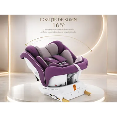 Scaun auto Buf Boof P100 Purple, i-size R129, rotativ 360, isofix, 40-150 cm, 0-36 kg