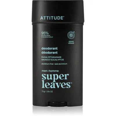 Attitude Super Leaves Men Deodorant deodorant fără aluminiu pentru bărbați Eucalyptus & Sage 75 g