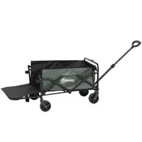 Outsunny Cărucior Pliabil de Grădină cu Deschidere Posterioară, Roți, Buzunare de Depozitare și Mâner, 125x48x78-102 cm, Verde | Aosom Romania