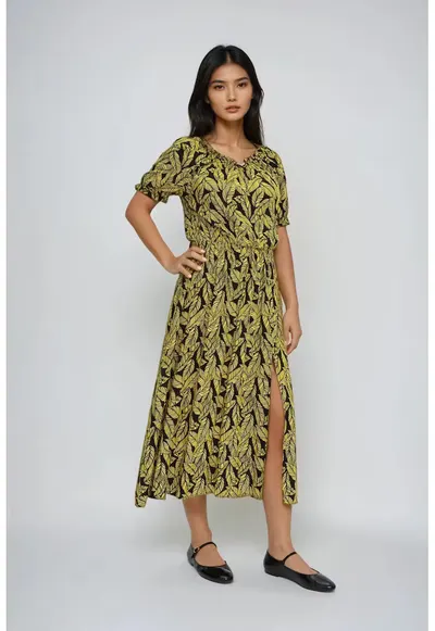 Rochie din viscoza galbena - Galben