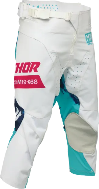 Pantaloni atv cross copii Thor Launchmode Bleach, culoare alb turcoaz, marime 24