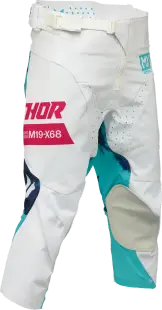 Pantaloni atv cross copii Thor Launchmode Bleach, culoare alb turcoaz, marime 24