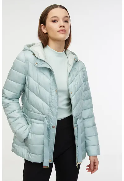 Jacheta parka cu gluga - Albastru aquamarin