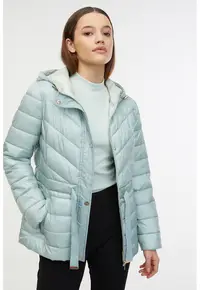 Jacheta parka cu gluga - Albastru aquamarin
