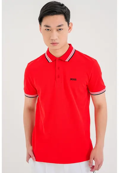 Tricou polo cu logo - Rosu vermillion