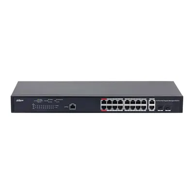 Switch cu 18 porturi Dahua PFS4218-16GT-130, MAC 16K, 56 Gbps, cu management, PoE