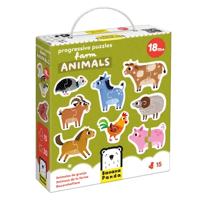Puzzle progresiv, Banana Panda, Animale de la ferma, 30 piese