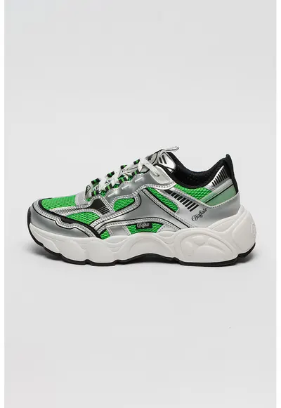 Pantofi sport de piele ecologica CLD Run JOG - Verde/Argintiu