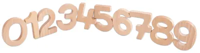 Set de 10 cifre din lemn, 7 cm