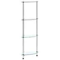 Gossi raft cu 4 niveluri transparent, 30x30x100 cm, sticla securizata