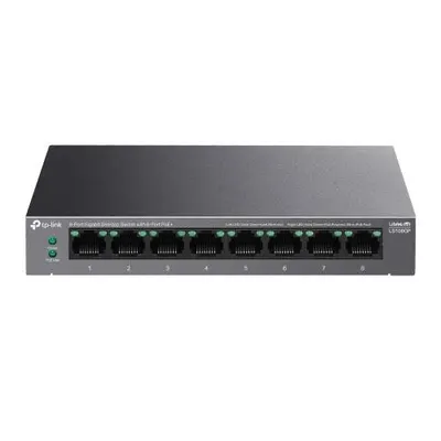 TP-LINK 5-PORT GIGABIT SWITCH LS108GP, interfata 8× 10/100/1000Mbps RJ45 Ports (Ports 1–8 supports 802.3af/at PoE+), AUTO Negot