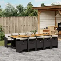 Gossi set mobilier de exterior cu perne, 11 piese, negru, poliratan