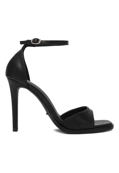 Sandale dama - stiletto - negru - piele ecologica
