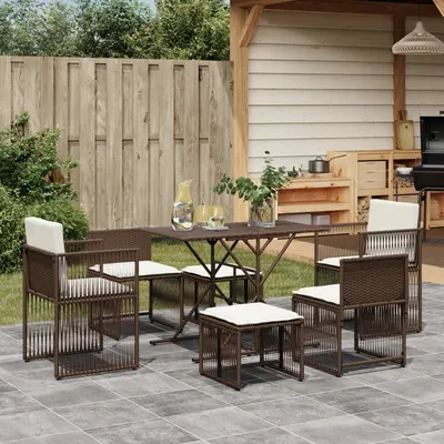 Gossi set mobilier de gradina cu perne, 7 piese, maro, poliratan