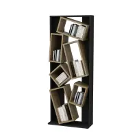 Biblioteca CARMEN, negru + stejar, 63x24x153,6 cm