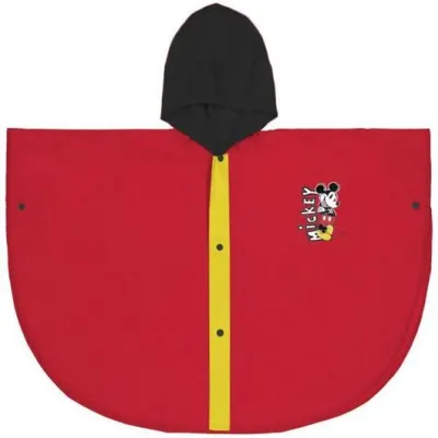 Pelerina de ploaie tip poncho, Mickey Mouse, Rosu, 5 - 6 ani