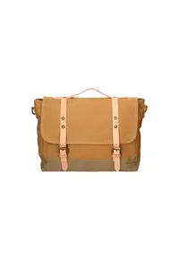 Geanta messenger unisex cu garnituri de piele - Caramel