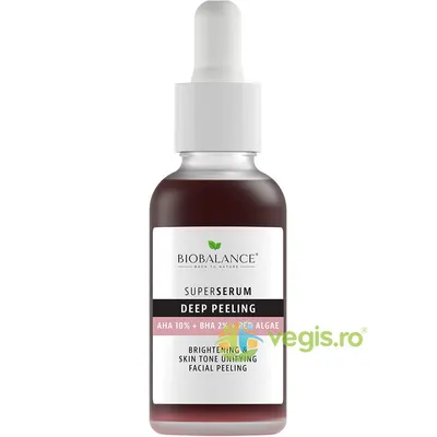 Ser Exfoliere Profunda pentru Iluminarea si Uniformizarea Pielii cu AHA 10% + BHA 2% + Extract de Alge Rosii Super Serum 30ml