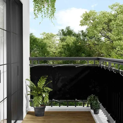vidaXL Paravan de balcon, negru, 75x700 cm, 100% poliester oxford