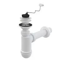 Sifon lavoar O40 mm cu ventil, sita plastic si dop cu lant Alcadrain A42R