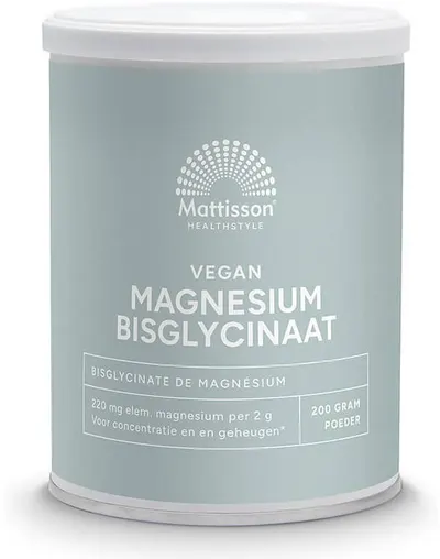 Vegan Magnesium Bisglycinate, 220 mg, 250 g, Mattisson Healthstyle