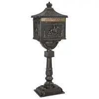 vidaXL Cutie poștală cu suport cu ușă Bronz 42,5 x 29,5 x 117 cm