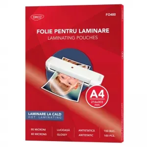 Folie laminare A4 80 microni 100/top, Daco FO480