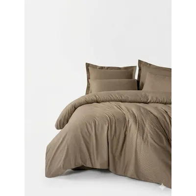 Lenjerie de pat maro din bumbac ranforcé pentru pat de o persoană 140x200 cm Checkered – Mila Home Luxury