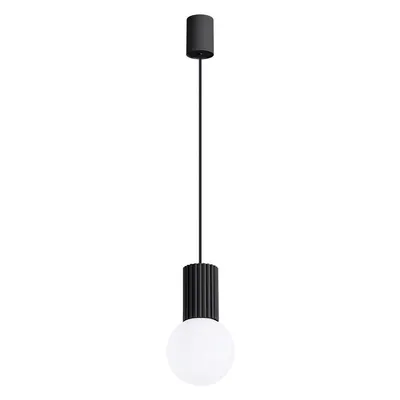 Lustră neagră cu abajur din sticlă ø 12 cm Orbital – Sollux