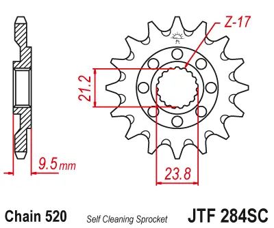 JT - Pinion MX (fata) JTF284SC, 14 dinti - CR250 500 88- CRF450 02